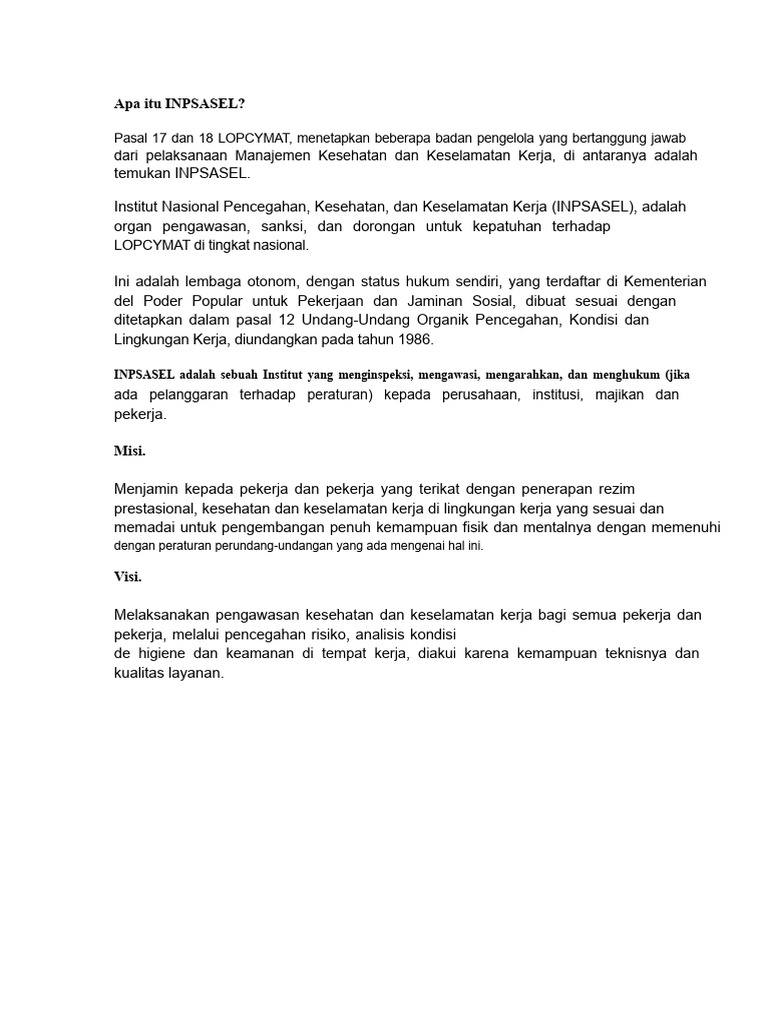Memahami INPSASEL dan Fungsinya | PDF