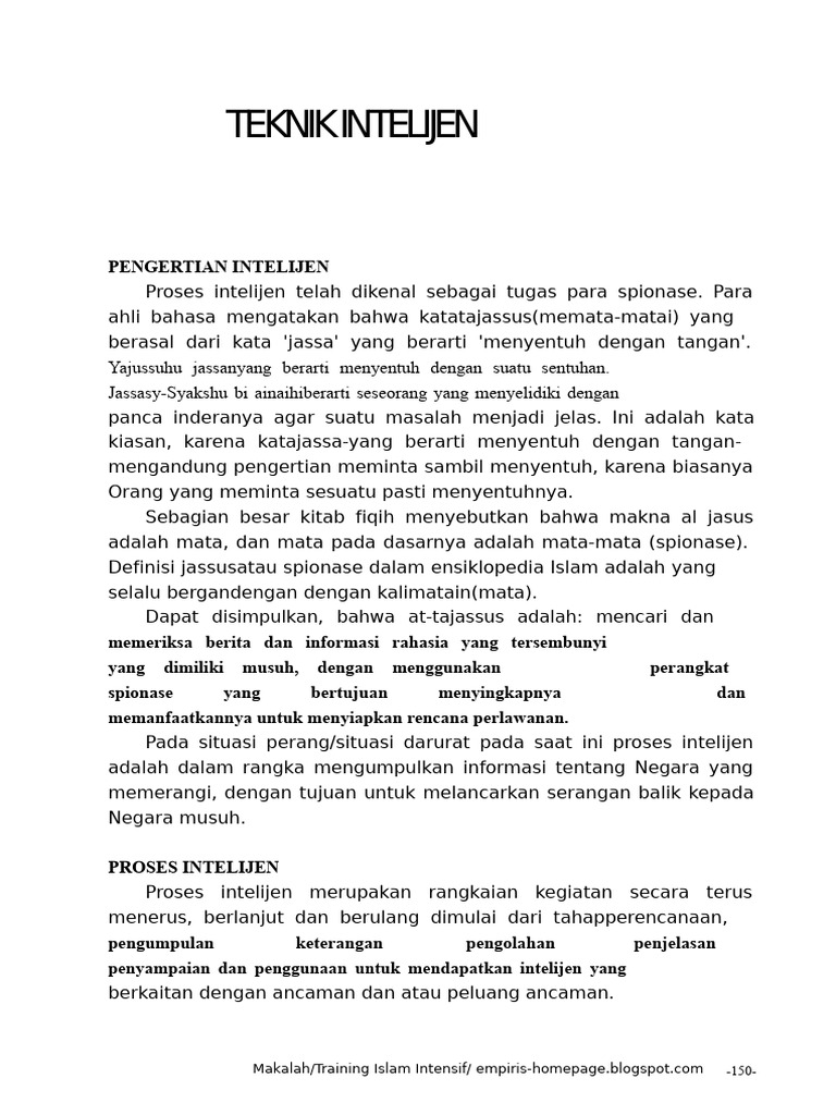 Teknik dan Proses Intelijen Spionase | PDF