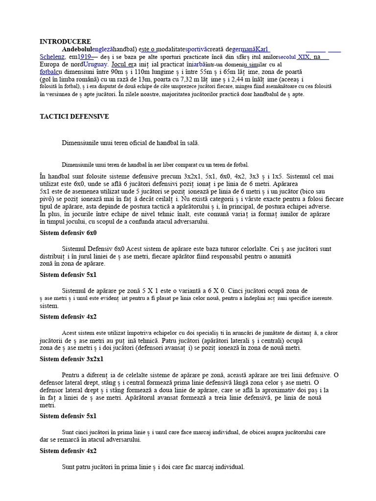 Lucru de Handbal | PDF