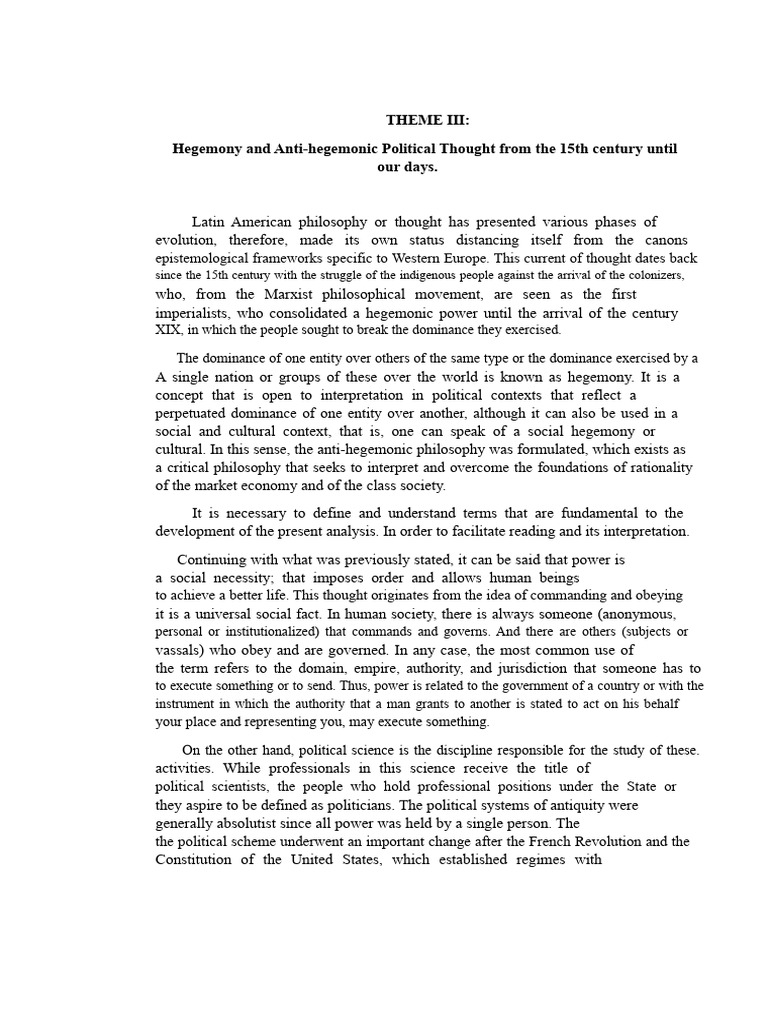 Hegemony and Anti-Hegemonic Thought | PDF | Hegemony | Political Philosophy