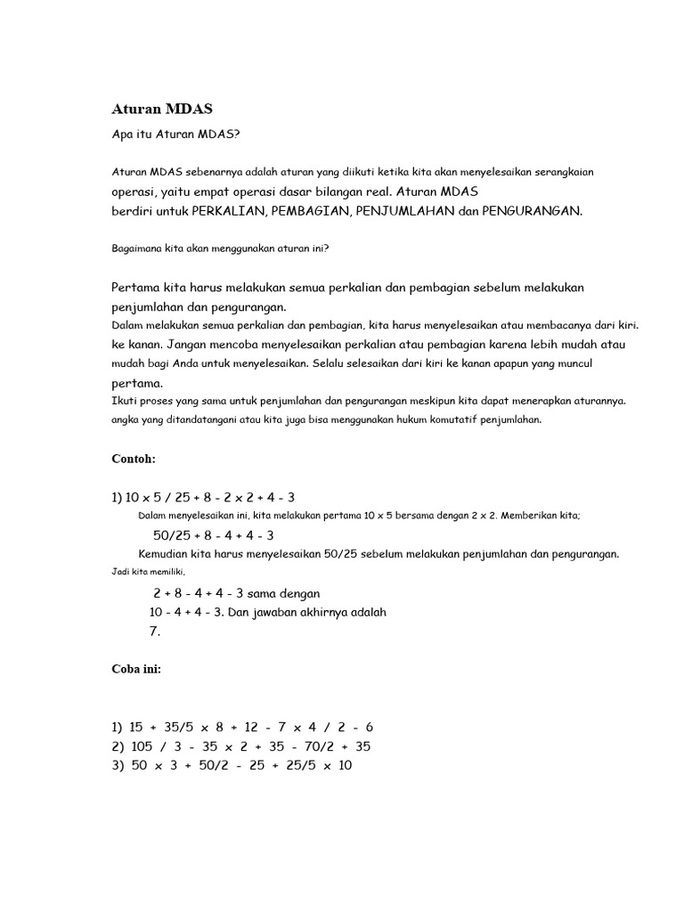 Panduan Lengkap Aturan MDAS | PDF