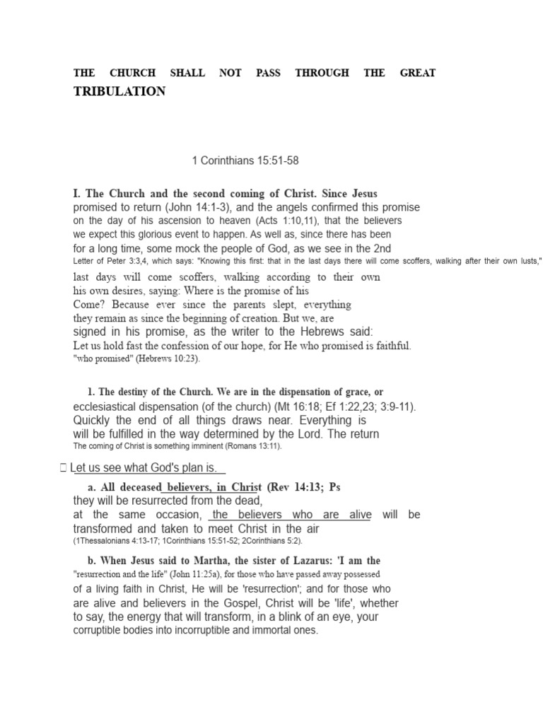 Church's Escape from Great Tribulation | PDF | Rapture | Jesus