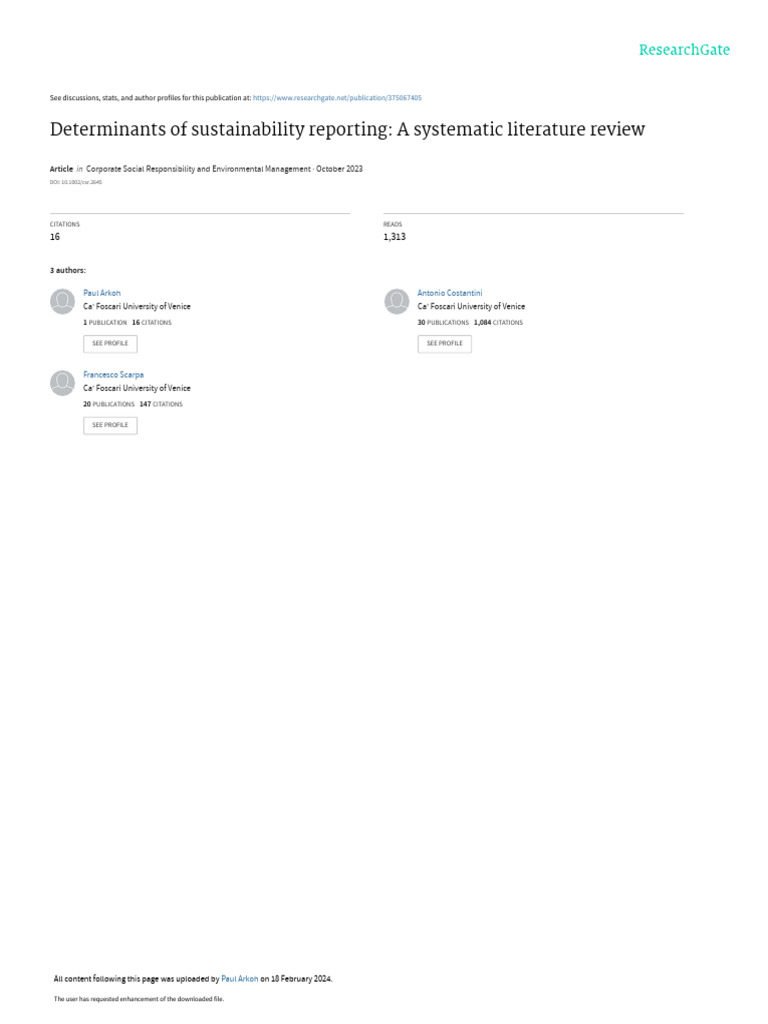 Sustainability Reporting Determinants Review | PDF | Corporate Social ...
