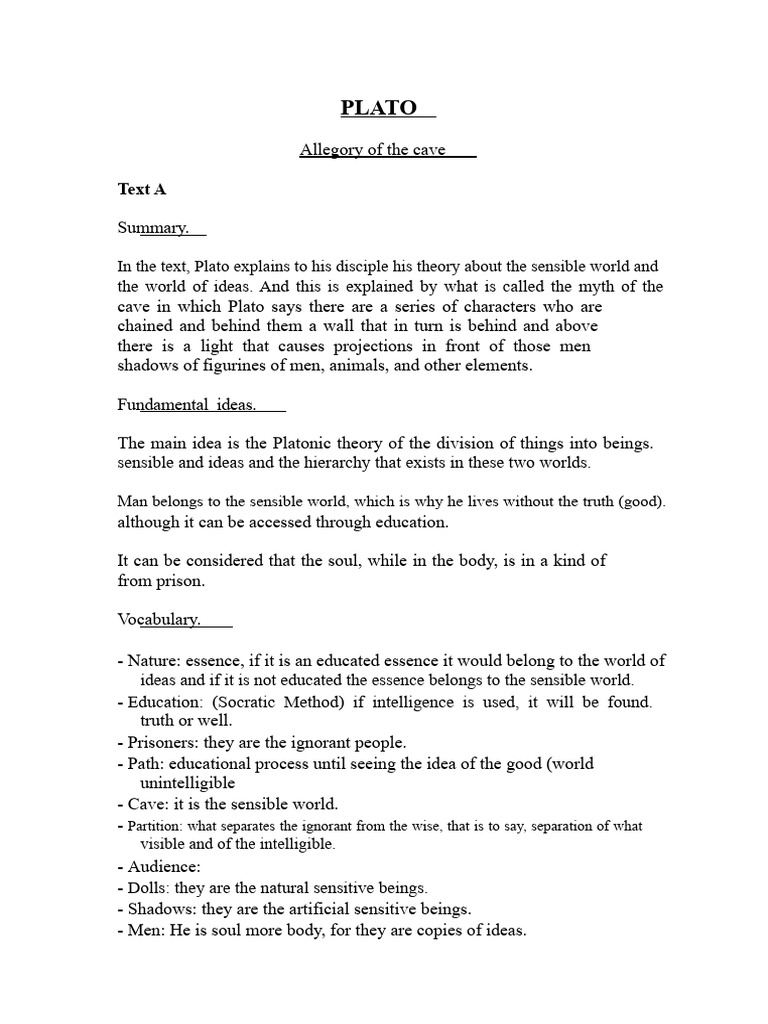 Allegory of The Cave - Plato | PDF | Plato | Metaphysics
