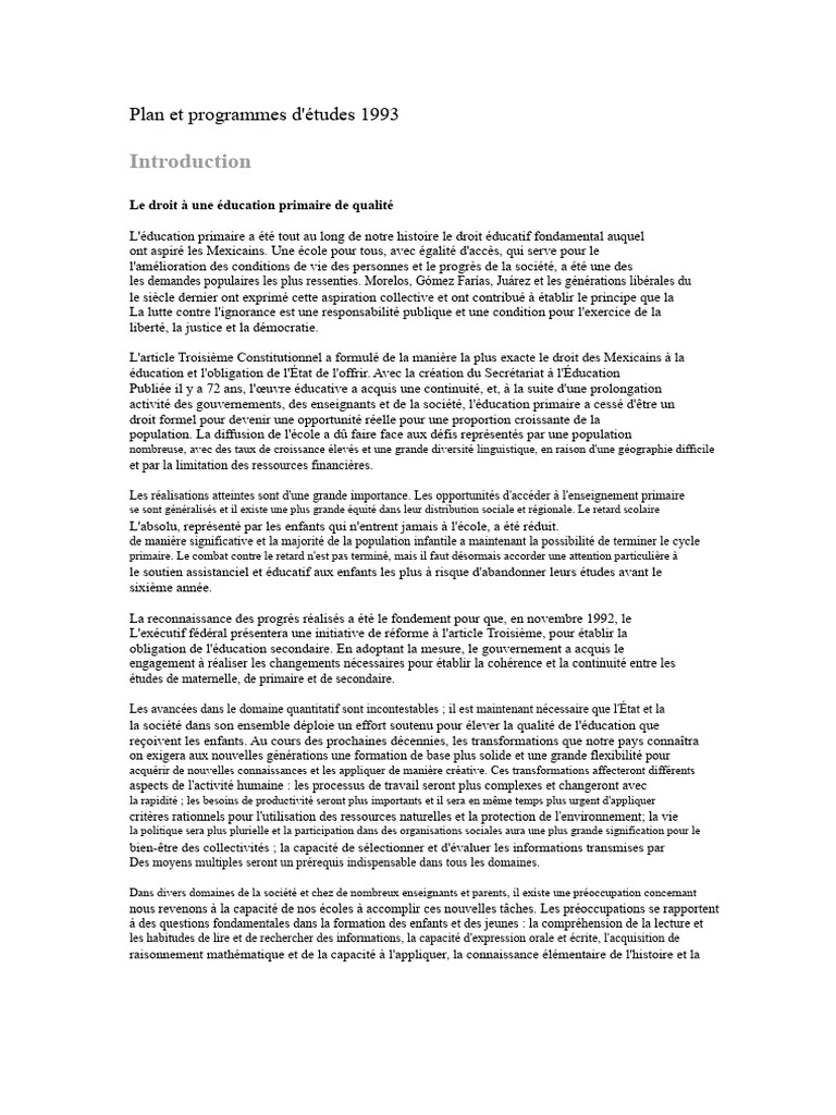 Réforme de l'éducation primaire au Mexique | PDF | Apprentissage | Science