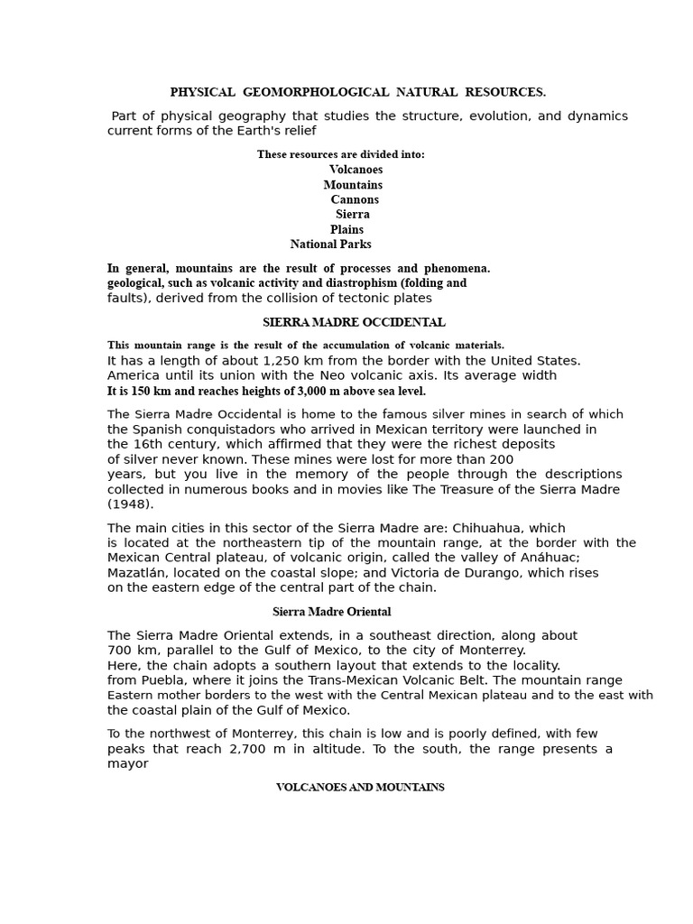 Physical Geomorphology and Natural Resources | PDF | Sierra Madre ...
