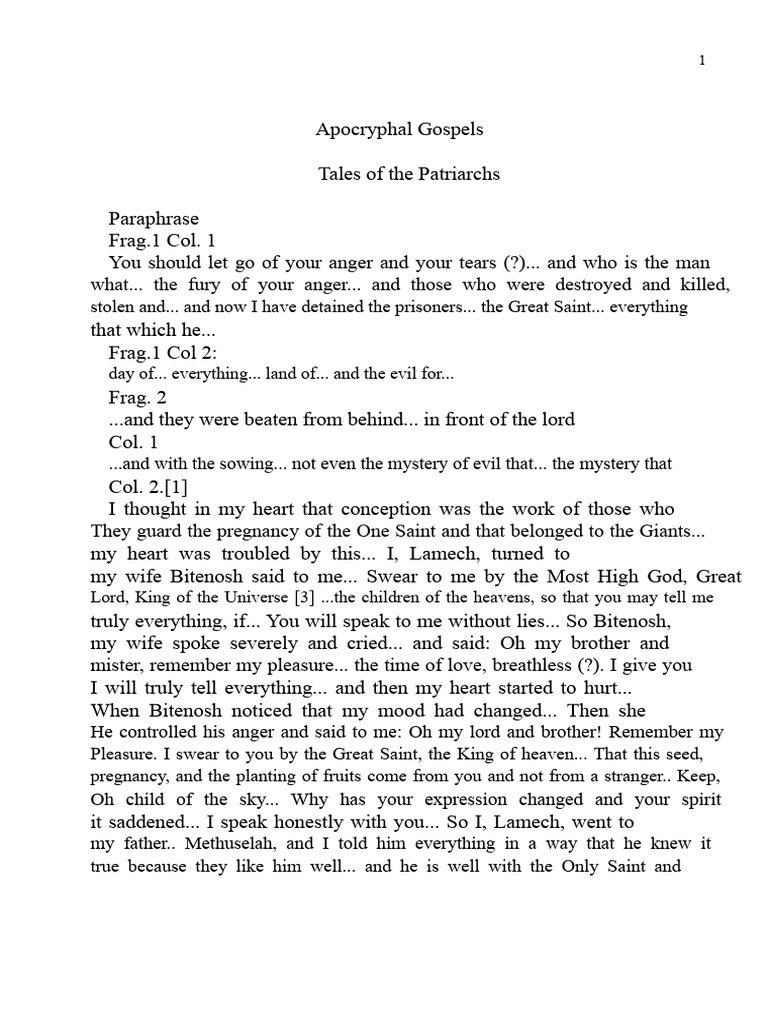 Apocryphal Gospels - Tales of The Patriarchs | PDF | Noah | Sodom And ...