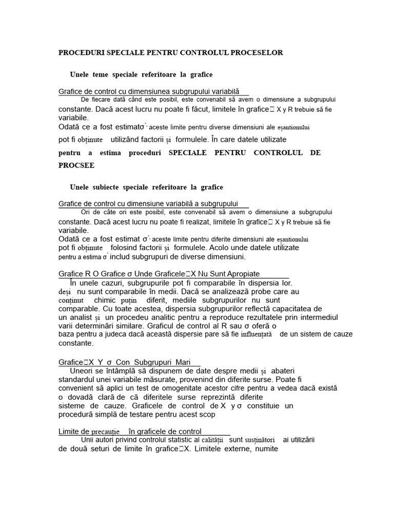 Proceduri Speciale Pentru Controlul Proceselor | PDF