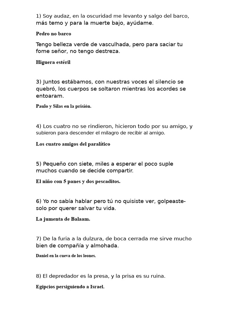 Charadas Bíblicas Pdf Contenido Bíblico