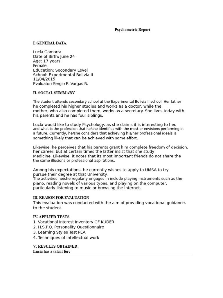 Psychometric Evaluation for Vocational Guidance | PDF | Reason | Thought