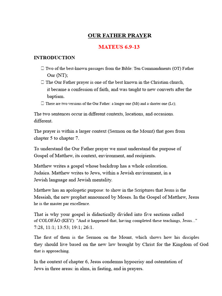Understanding the Our Father Prayer | PDF | God The Father | Prayer