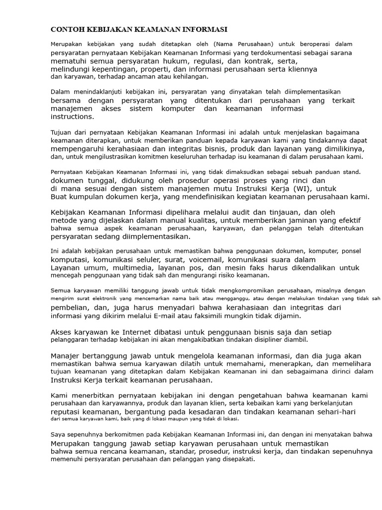 Template Keamanan Informasi | PDF
