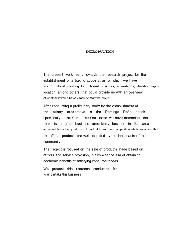 Project of A Cooperative of Baked Goods PART 1 | PDF | Cooperative | Breads