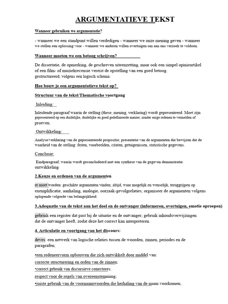 Argumentatieve Tekst en Voorbeeld. | PDF