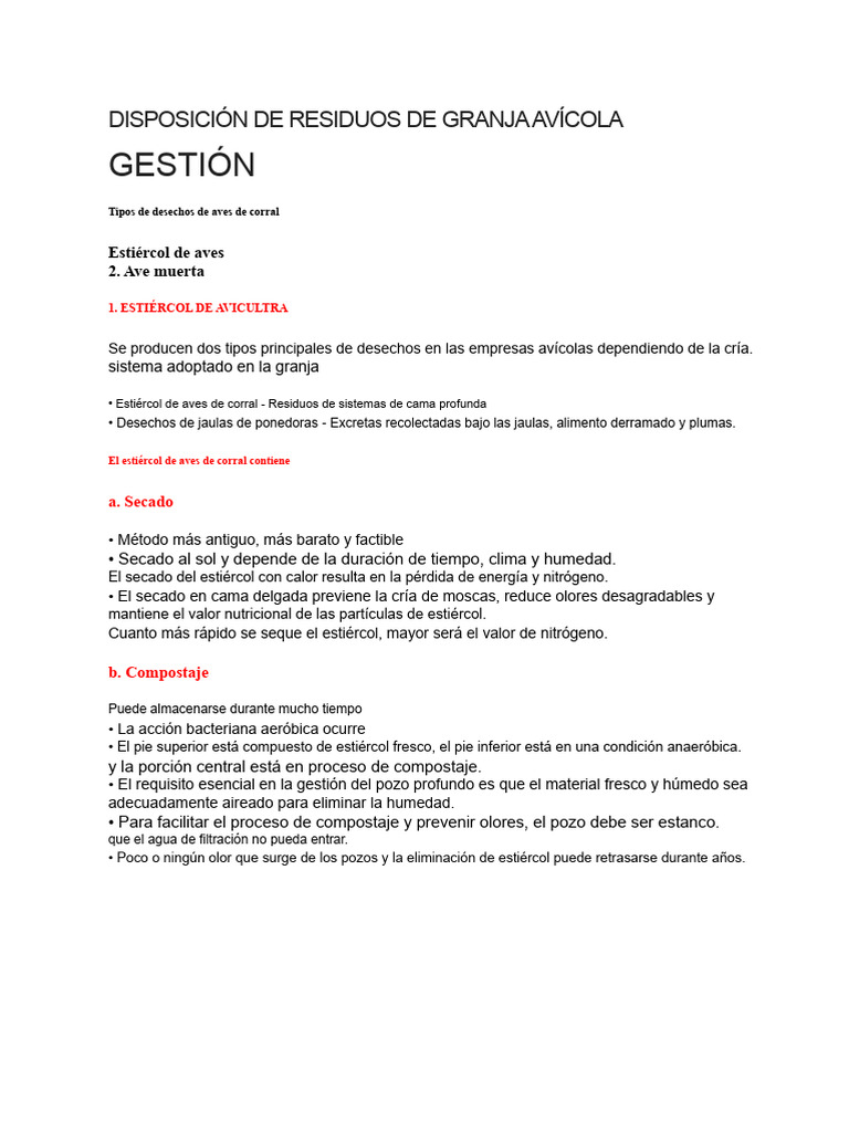 Gestión de Residuos en Avicultura | PDF | Compost | Aves
