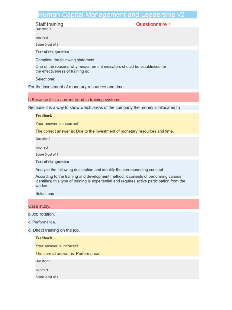 Staff Training Questionnaire 1 | PDF | Information | Leadership