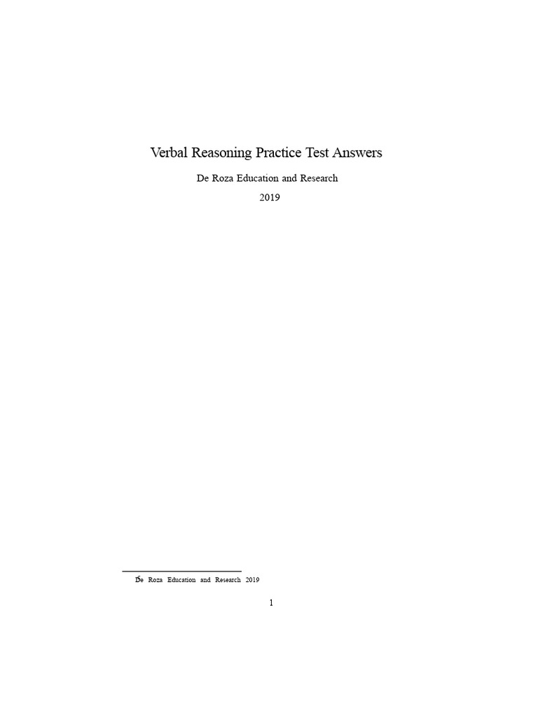 Verbal Reasoning Test Answers 2019 | PDF