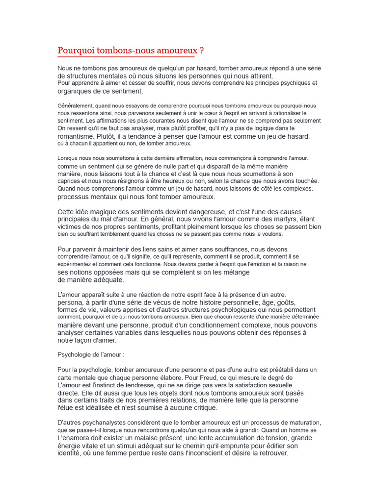 Comprendre les mécanismes de l'amour PDF Amour Psychologie — free download