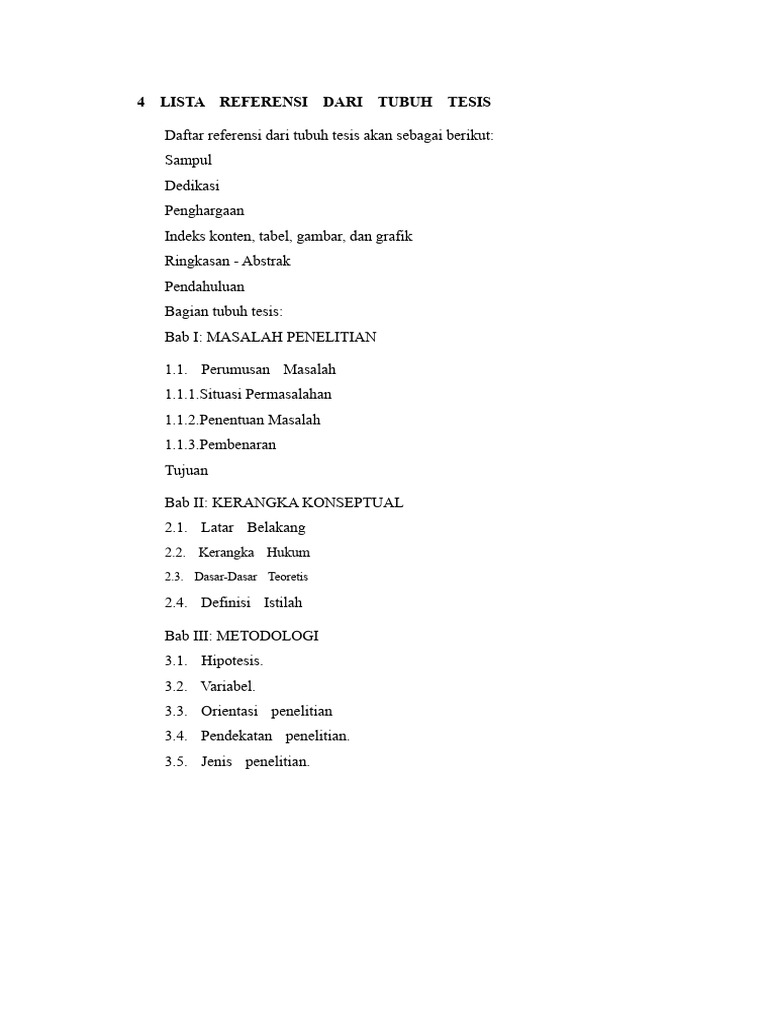 Daftar Referensi Badan Tesis | PDF