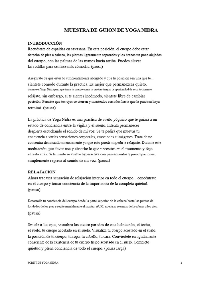 Guion de Yoga Nidra para Relajación Profunda | PDF | Experiencia | Yoga