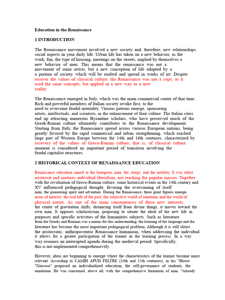 Renaissance Education and Humanism | PDF | Renaissance | Protestantism