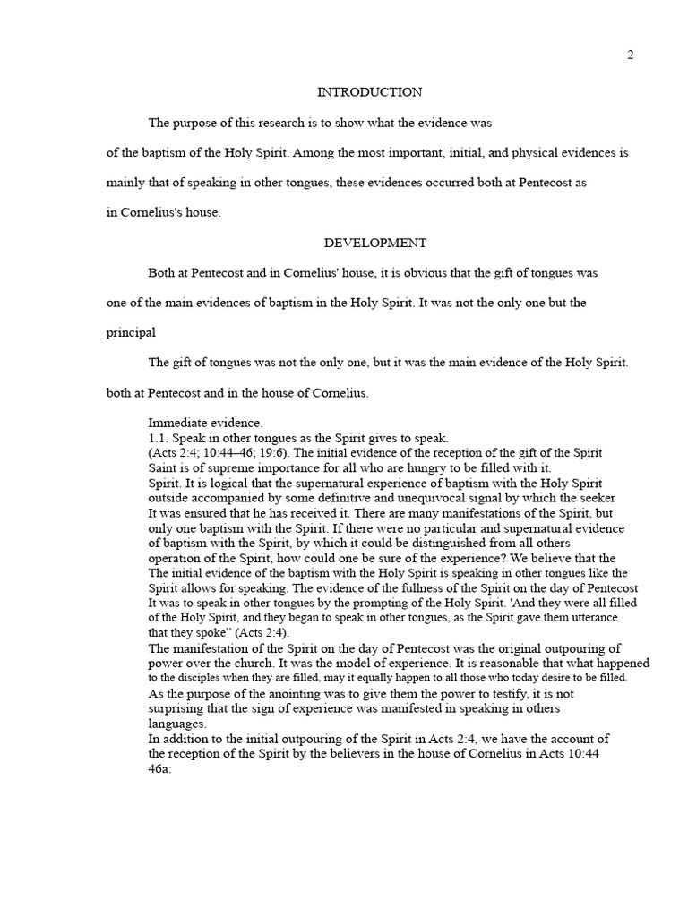 Initial Evidence of Holy Spirit Baptism | PDF | Pentecostalism ...