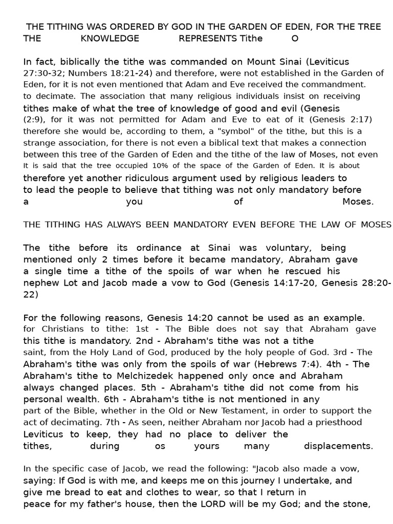 The Tithe Was Ordained by God in The Garden of Eden | PDF | Jesus ...