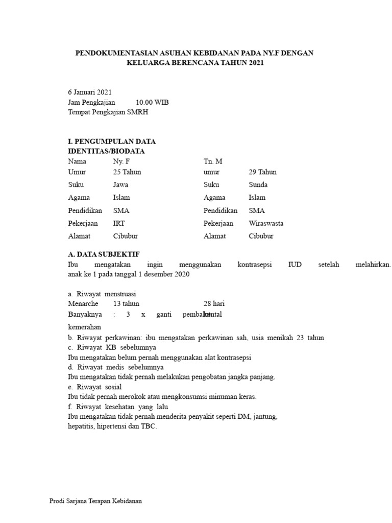 Pendokumentasian Soap KB Iud | PDF