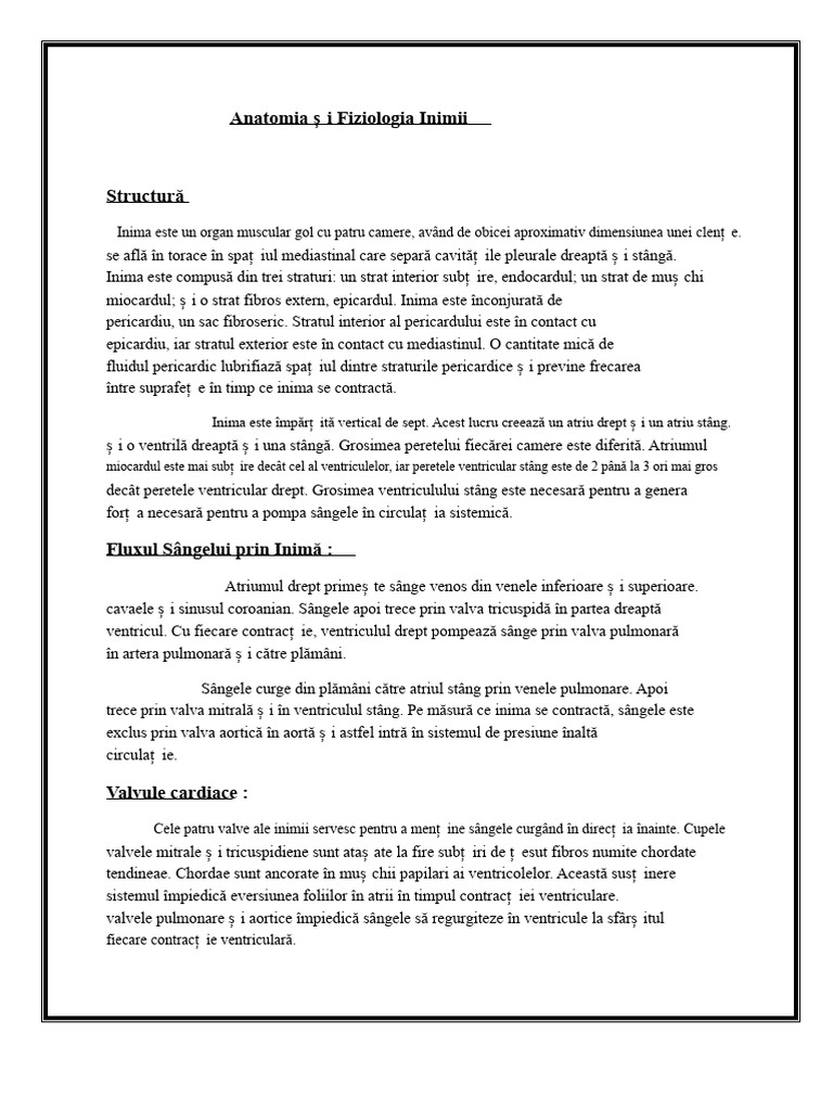 Anatomia Și Fiziologia Inimii | PDF