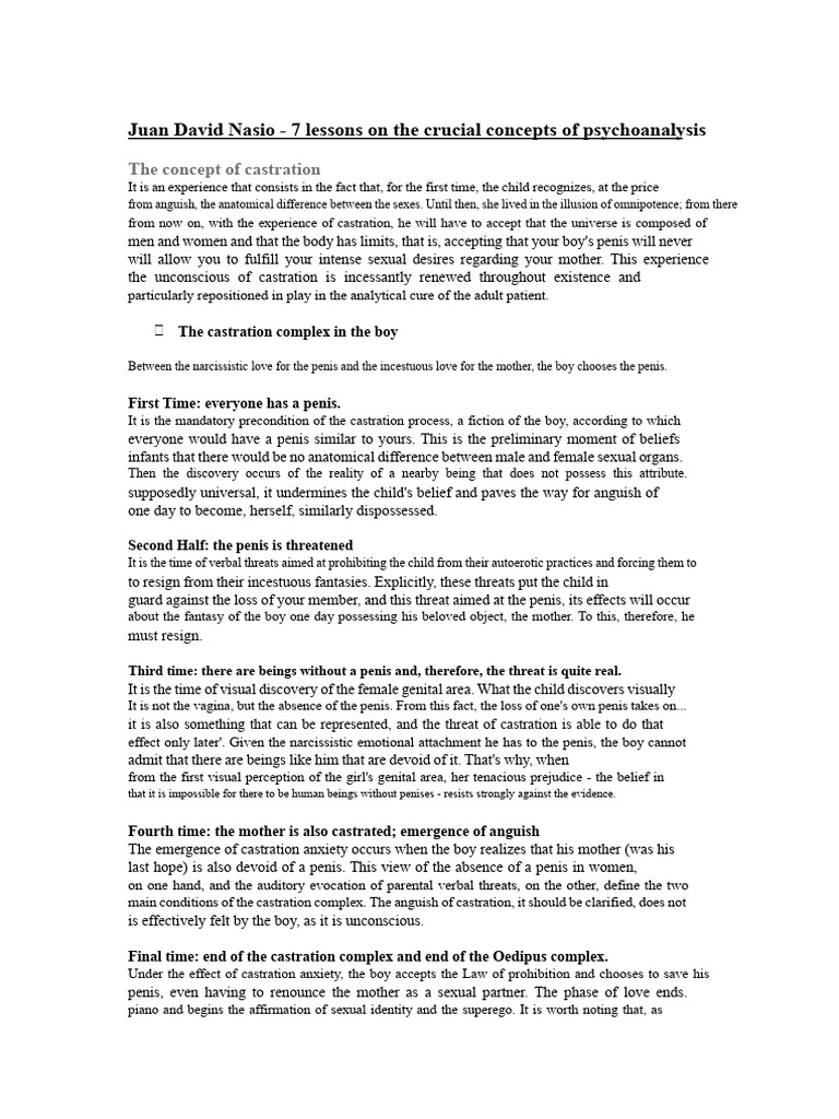 7 Lessons On The Crucial Concepts of Psychoanalysis | PDF | Oedipus ...