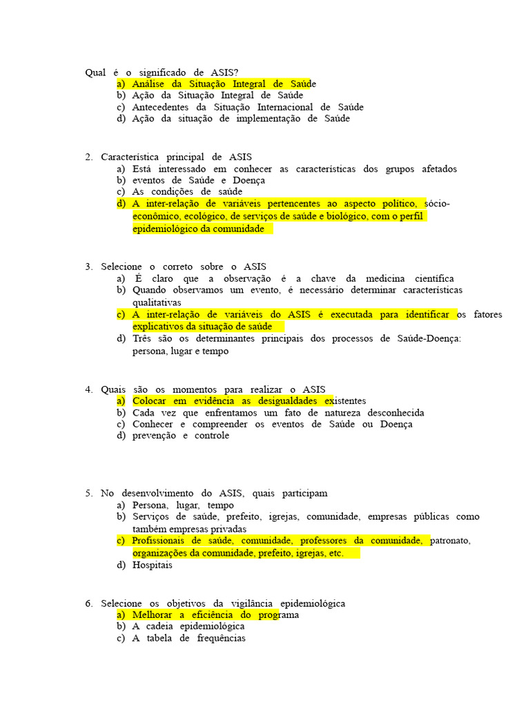 Significado e Aplicações do ASIS em Saúde | PDF | Epidemiologia ...