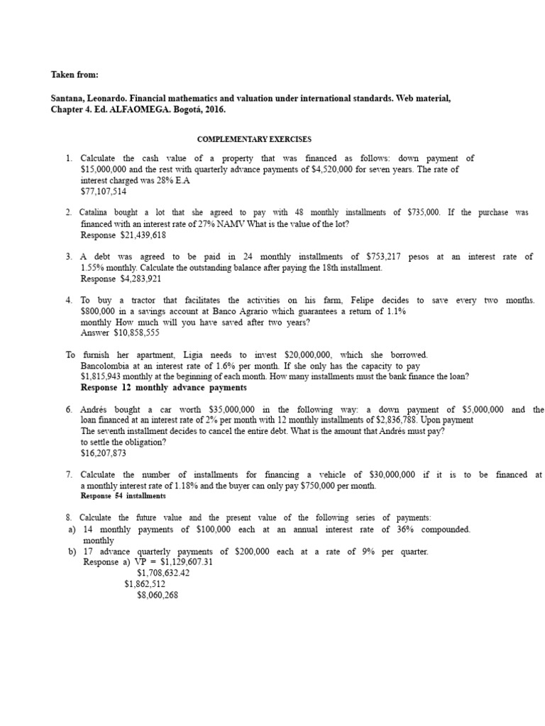 Financial Exercises on Property Valuation | PDF | Interest | Payments
