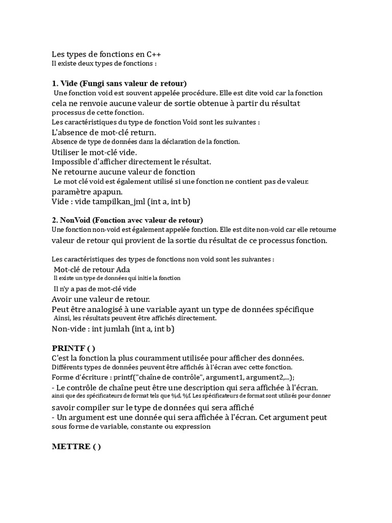 Matériel de La Fonction Bibliothèque C++ | PDF | C ++ | Type de données
