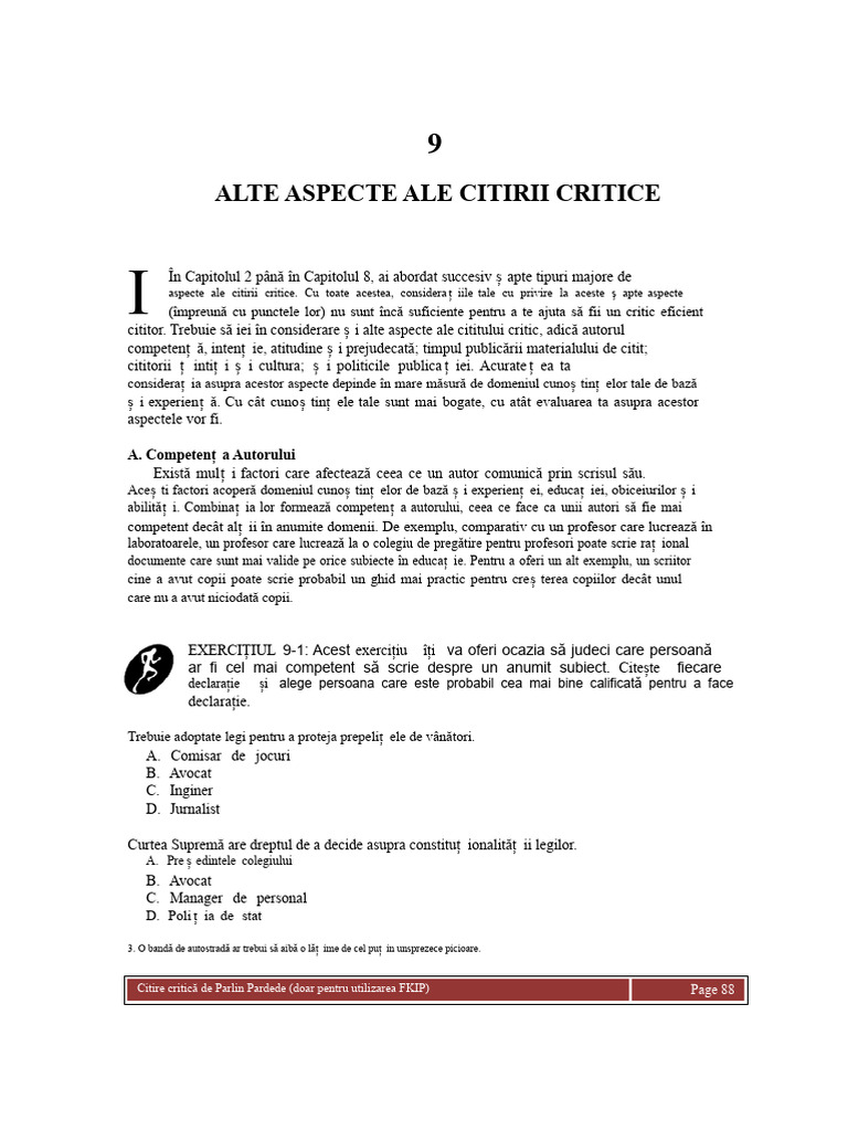 Alte Aspecte Ale Citirii Critice | PDF