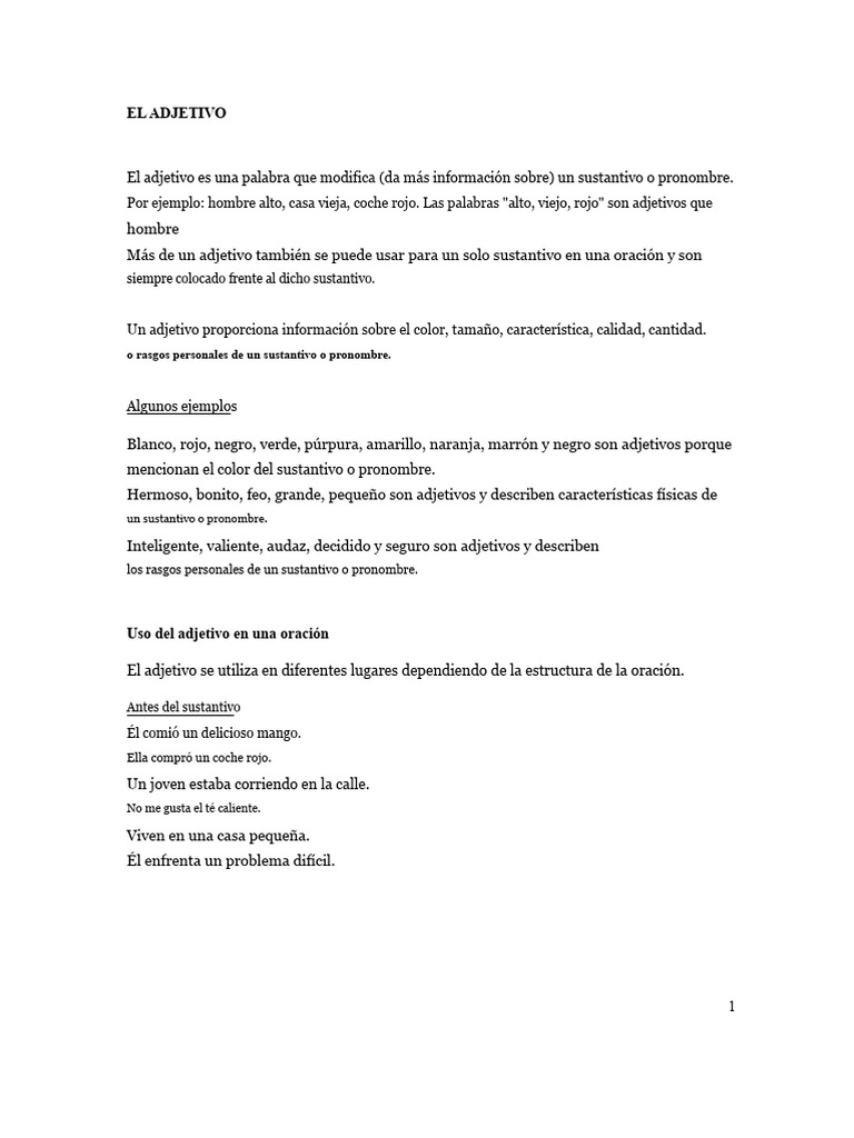 EL ADJETIVO OSASCOMP Más REVISIÓN | PDF | Amigos | Adjetivo