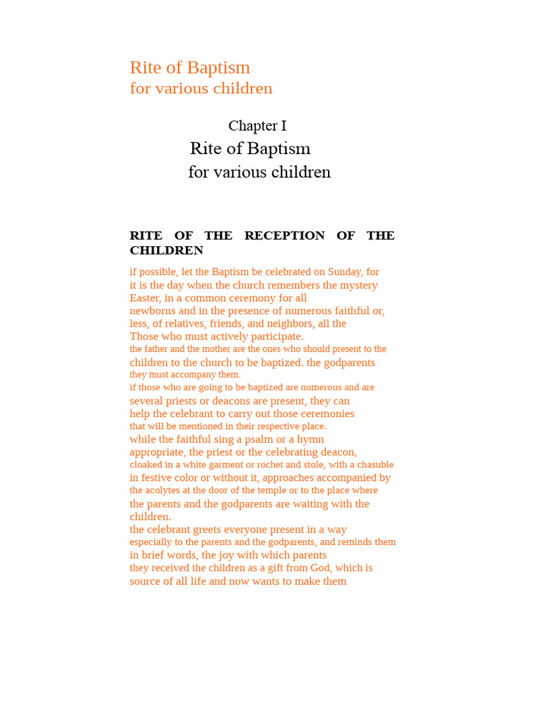 Rite of Baptism for Children | PDF | Baptism | Godparent