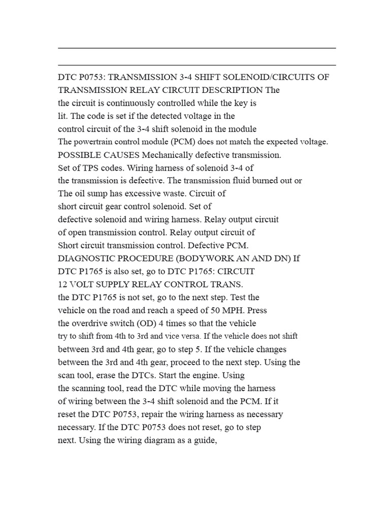 P0753 Code: 3-4 Shift Solenoid Guide | PDF | Relay | Voltage