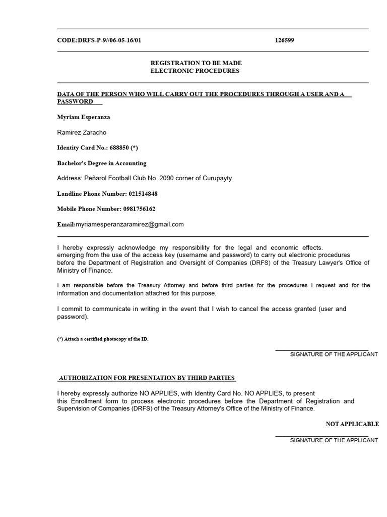 Treasury Attorney Registration Model | PDF