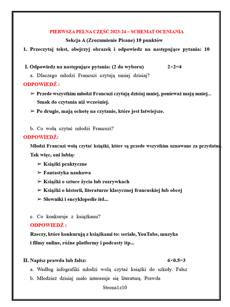 Pierwszy Test Próbny QP MS Rok 2023-24 | PDF