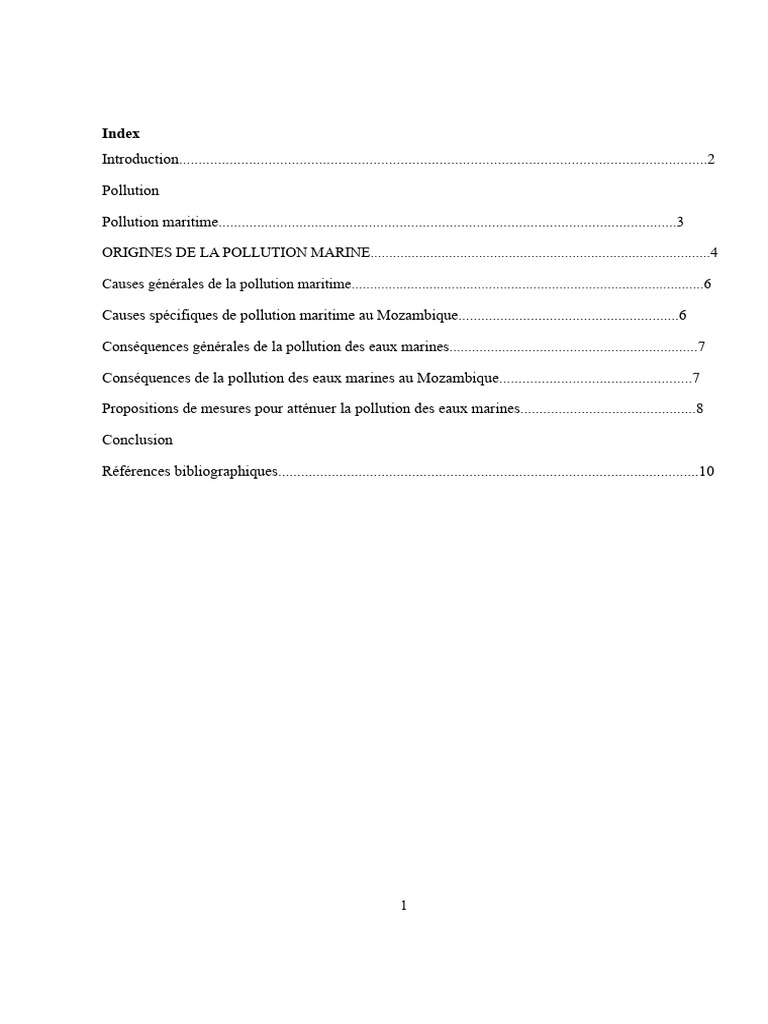 Pollution marine au Mozambique : causes et impacts | PDF | la pollution ...