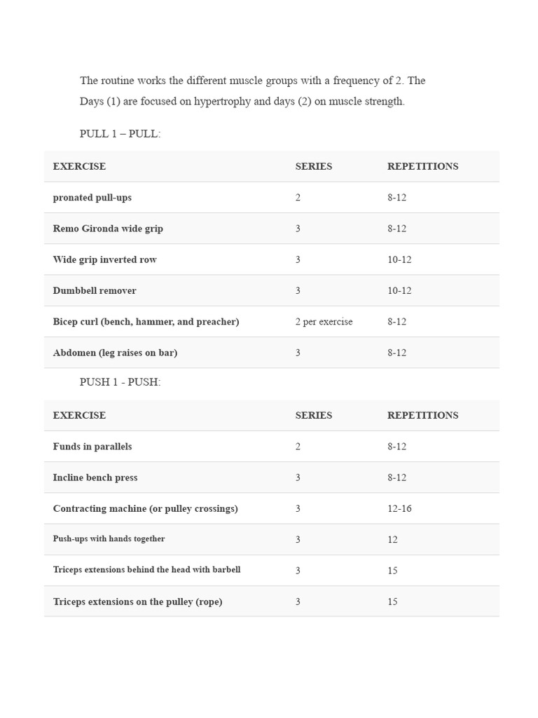 Calisthenics and GYM Routine 1 | PDF | Strength Training | Weight Training