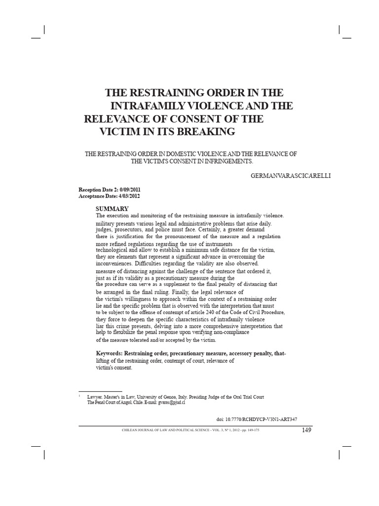 Restraining Orders in Domestic Violence Cases | PDF | Crimes | Crime ...