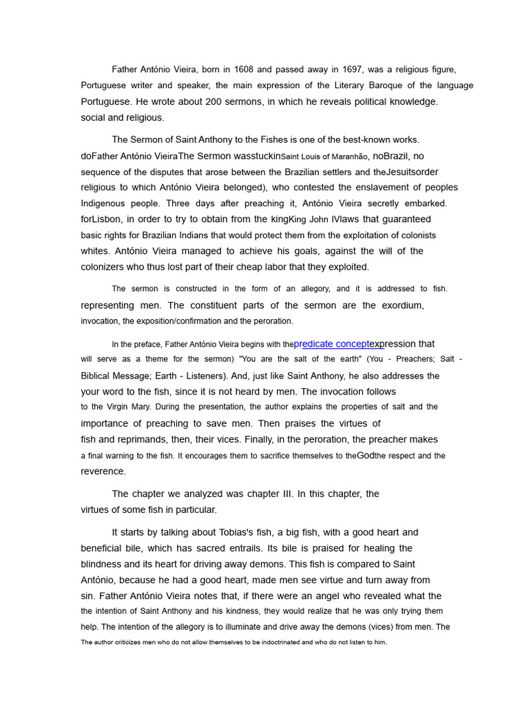 Father António Vieira's Sermon Analysis | PDF | Religious Belief And ...