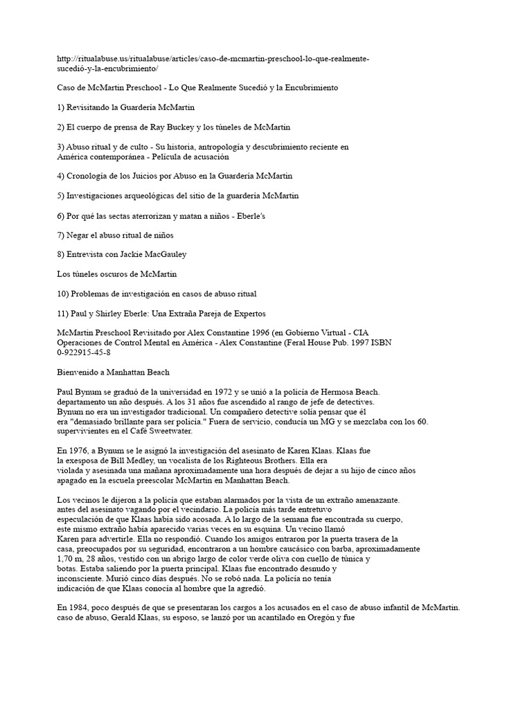 El Caso McMartin: Abuso y Encubrimiento | PDF | Pedofilia | Abuso infantil