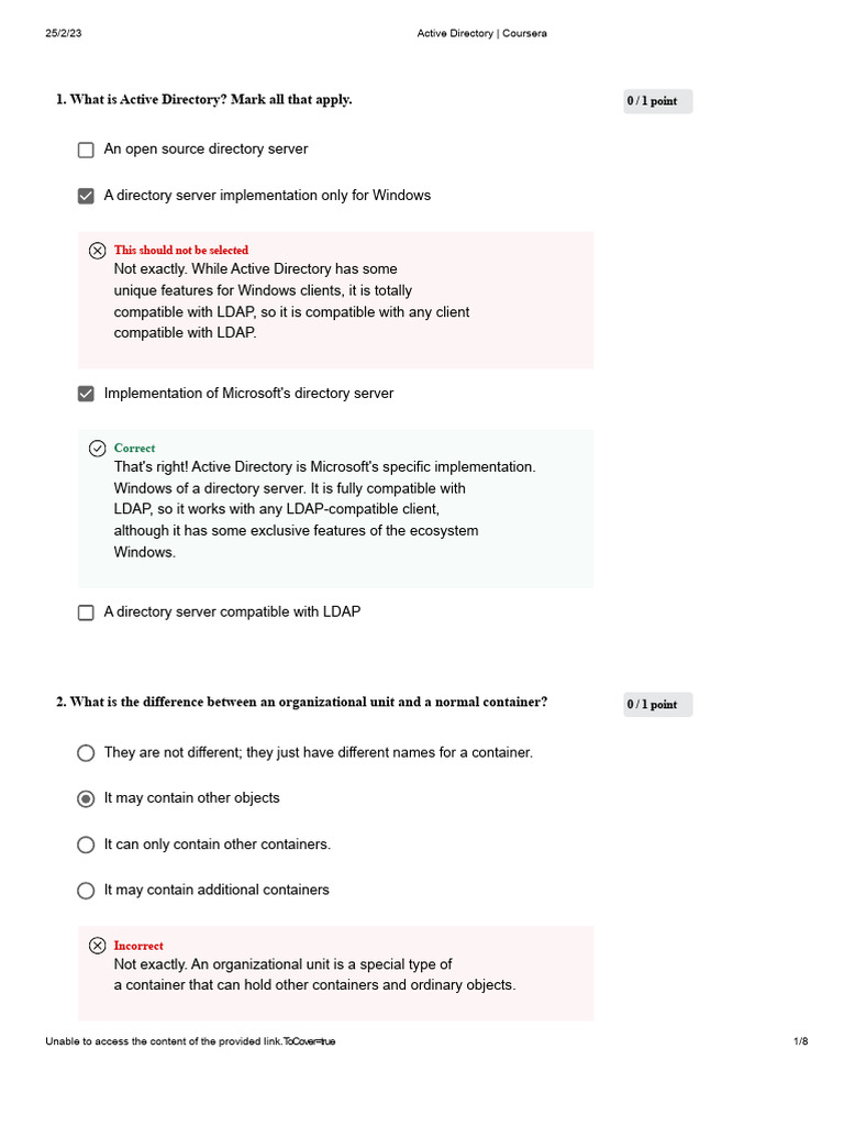 Active Directory Overview on Coursera | PDF | Group Policy | Active ...