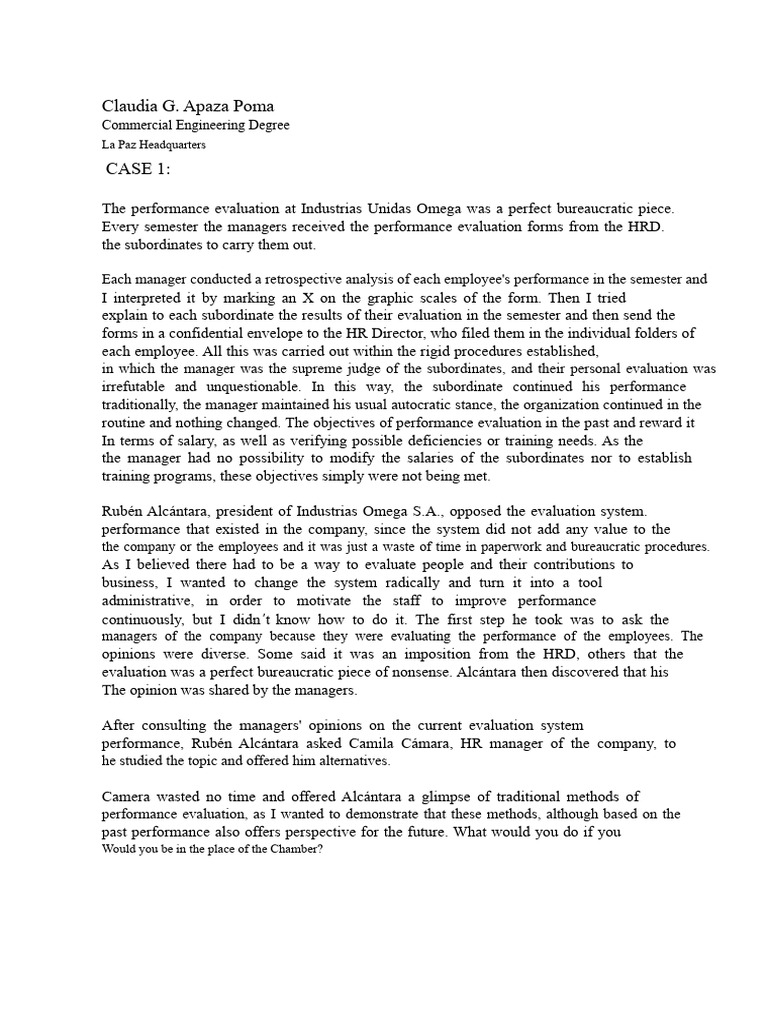 Performance Evaluation Analysis at Omega | PDF | Performance Appraisal ...