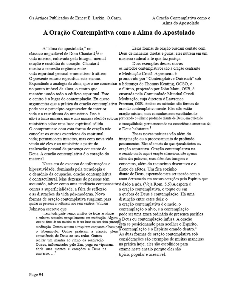 Oração Contemplativa e Apostolado | PDF | Oração | Deus