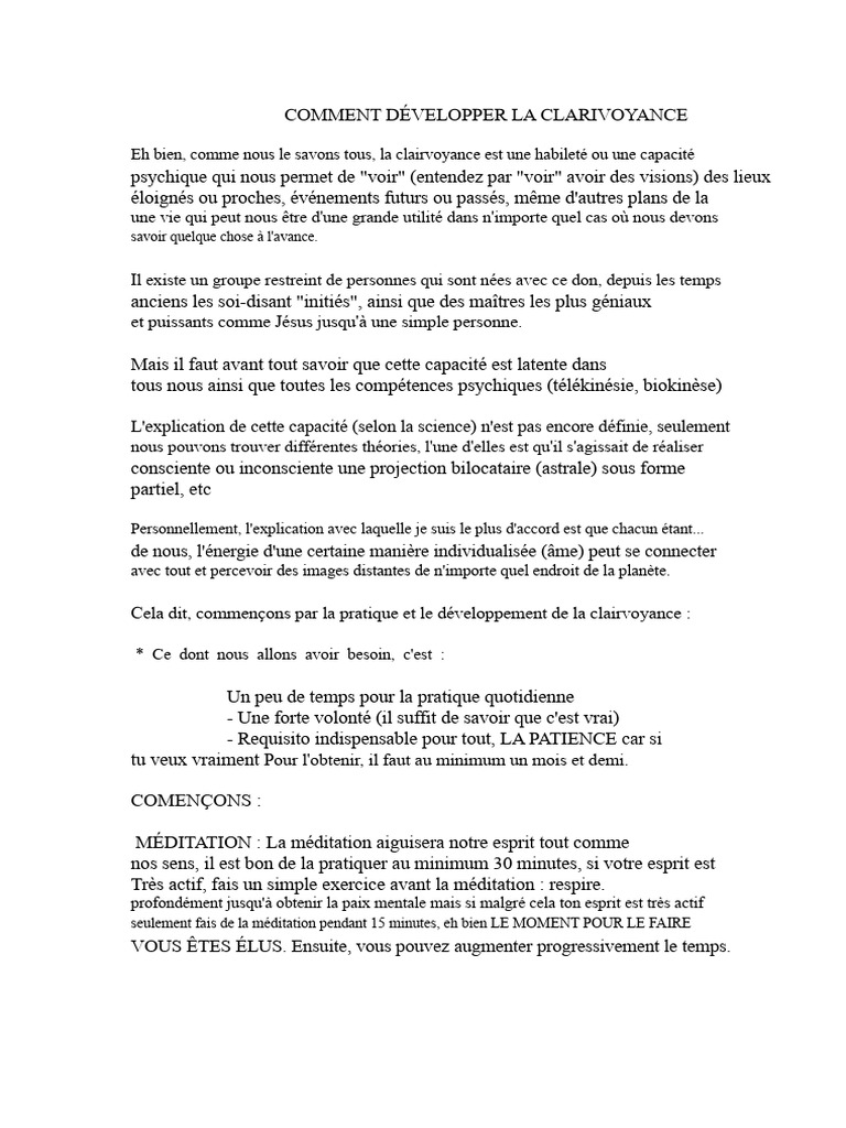 Développer la Clairvoyance: Guide Pratique | PDF | Âme | la perception