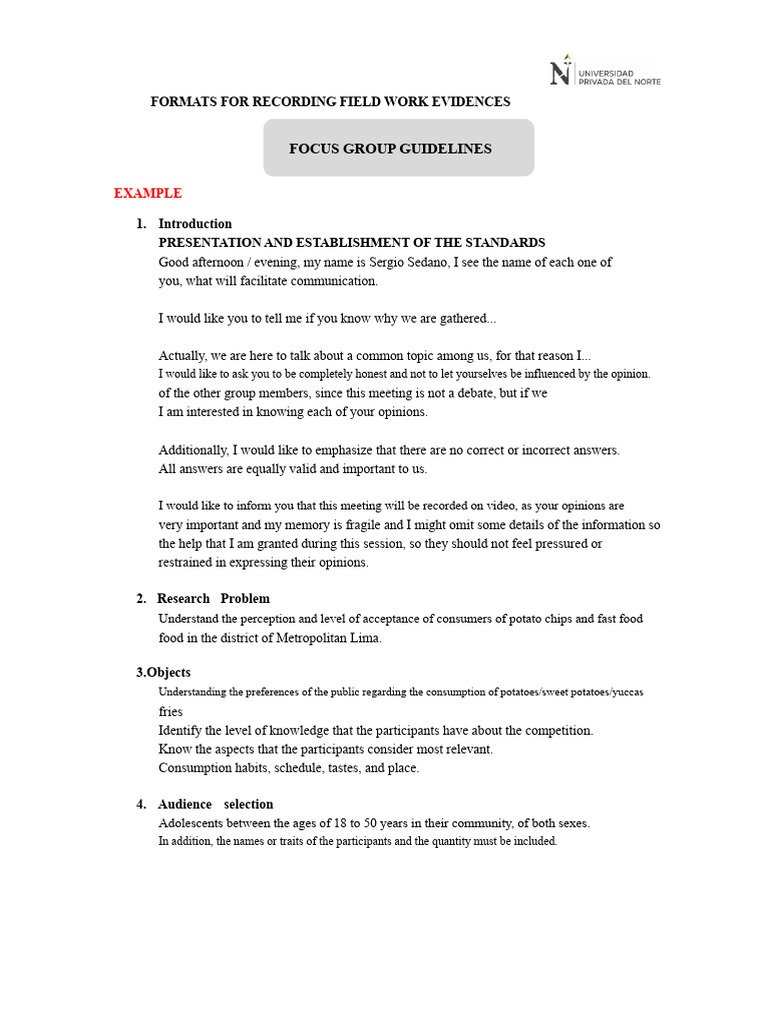 5 Focus Group Guidelines | PDF | French Fries | Focus Group