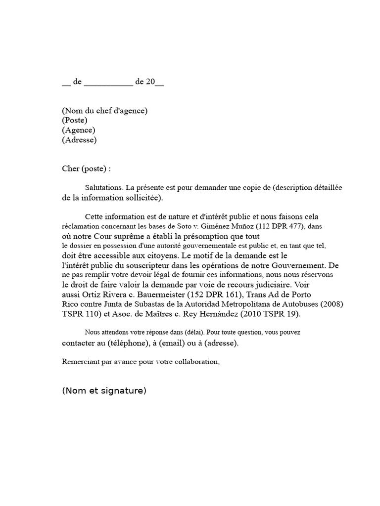 Demande d'information publique officielle | PDF